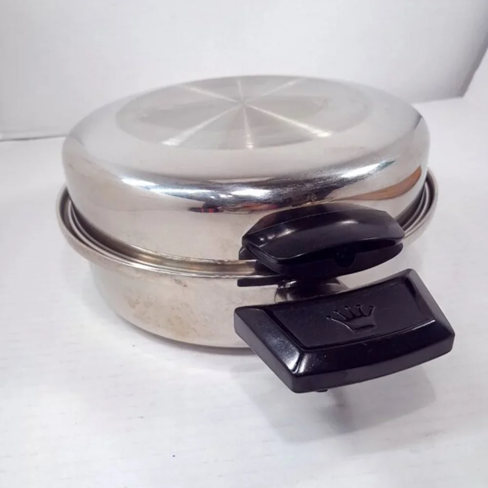 Kitchen Queen Frying Pan skillet with dome Lid 5‎ ply multi-core stainless steel